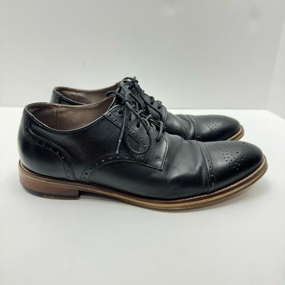 Johnston & Murphy 59-1991 Black Leather Carriker Cap Toe Lace Up Dress Shoes main image 4